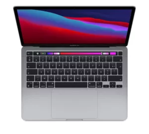 MacBook Pro avec écran allumé - Vue clavier